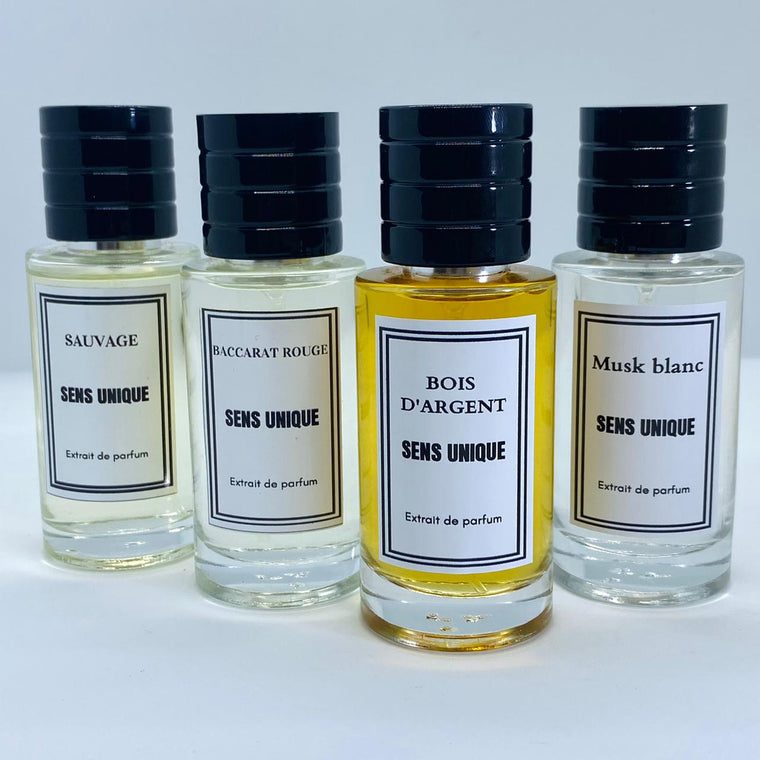 Pack x 4 Parfums (Le 4émé GRATUITE) Génériques SAUVAGE + BACCARAT ROUGE + BOIS D'ARGENT + MUSK BLANC