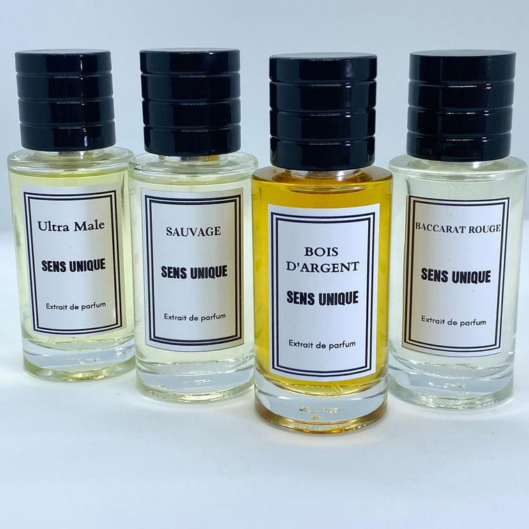 Pack x 4 Parfums (Le 4émé GRATUITE) Génériques ULTRA MALE + SAUVAGE + BOIS D'ARGENT + BACCARAT ROUGE